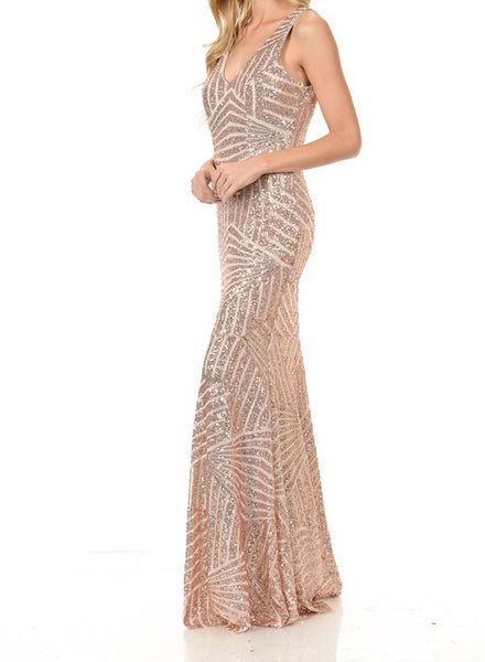 Floor length Affordable Cleopatra Gold Sequin Mermaid Bridesmaid Dress ...