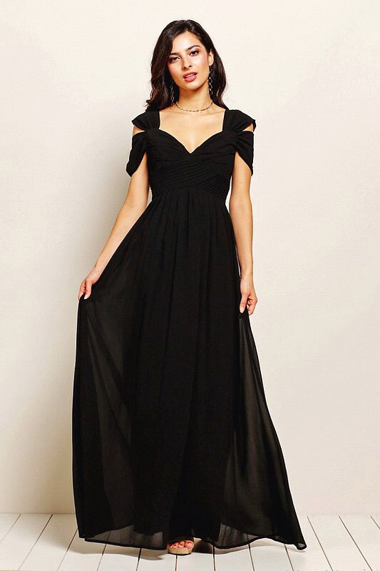 black maxi chiffon dress