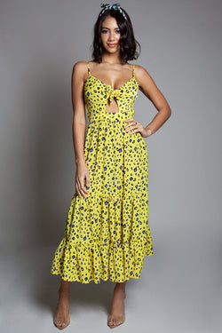 yellow print maxi dress