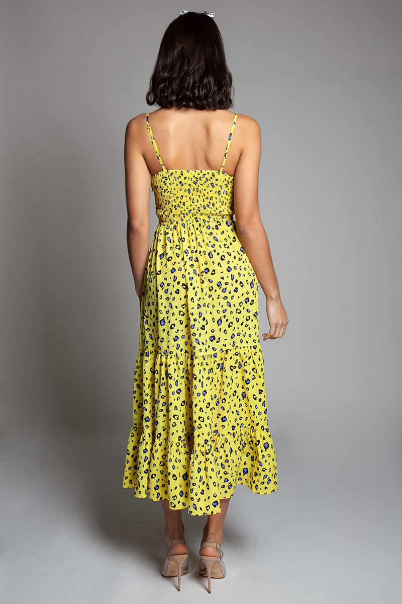 yellow leopard print maxi dress