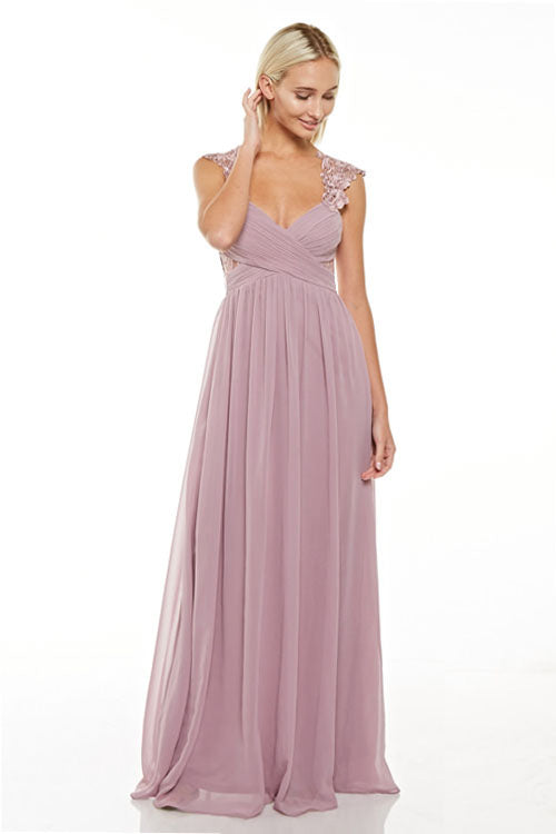 Medusa Empire Waist Chiffon Floor Length Evening Gown Bridesmaid Dress ...