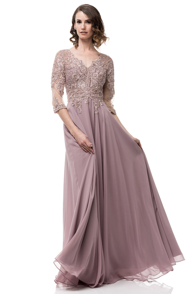 mauve mother of the bride gown