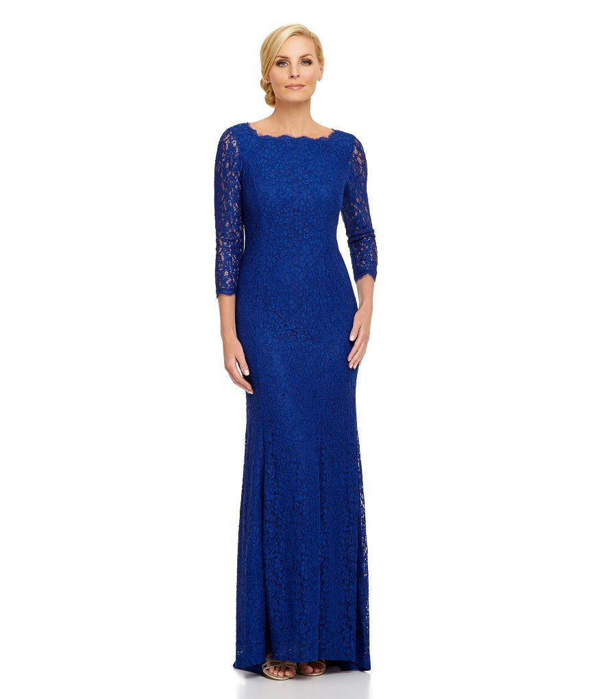 adrianna papell blue lace dress