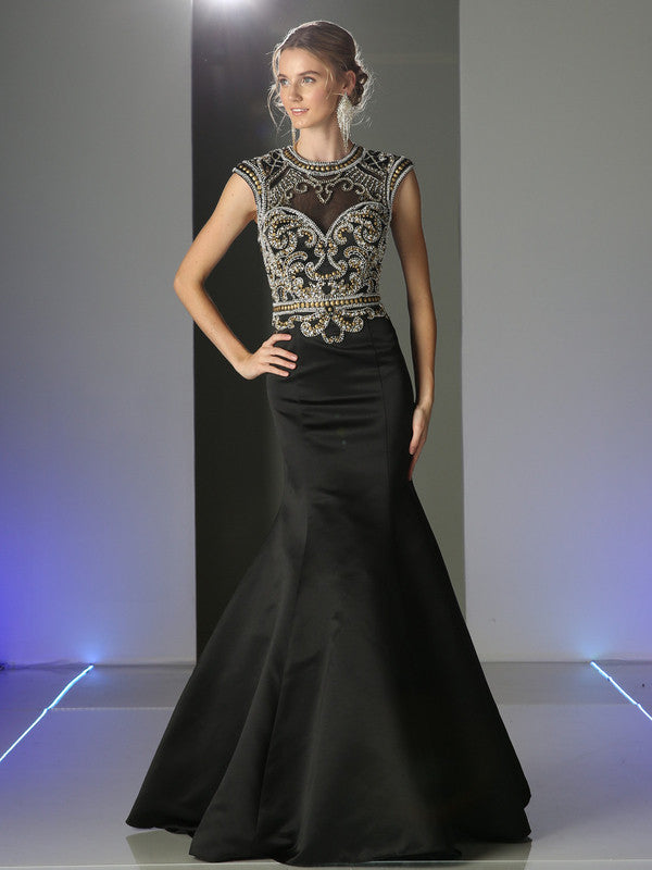 Designer Black Gold Trumpet Mermaid Beaded long prom dress Evening Gow ...