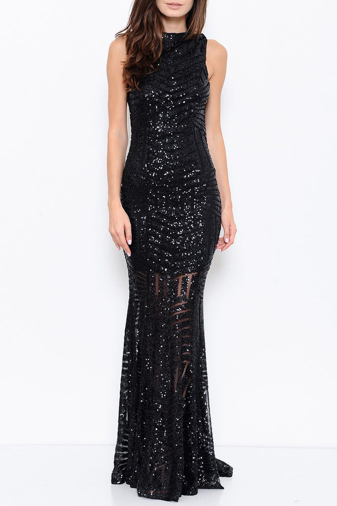 Sequin Bridesmaid Dress Long Evening Gown Prom Black Pageant Dress ...