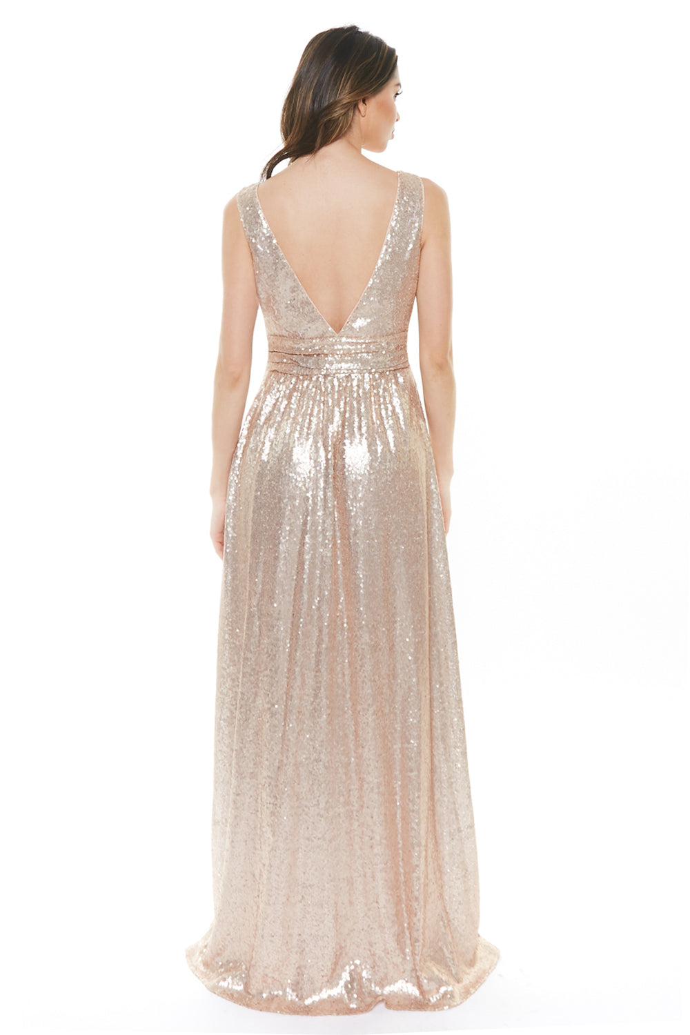 Glamorous Sequin Matte Gold Bridesmaid long maxi Dress – Frugal Mughal