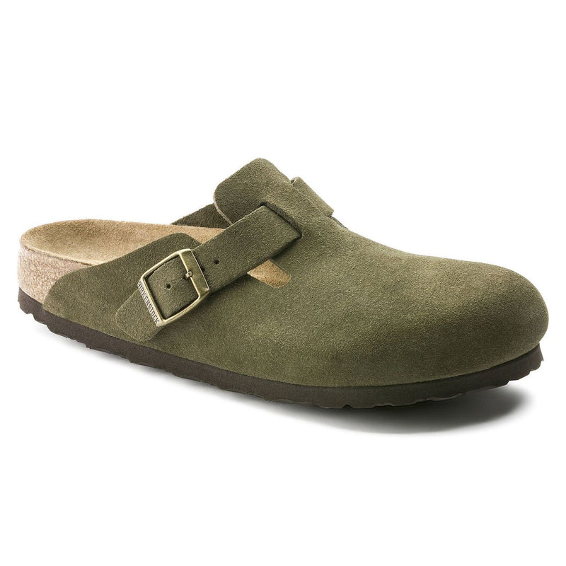 Birkenstock Boston, Narrow Fit, Soft Footbed, Suede Leather, Taupe
