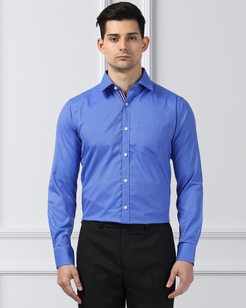 blue formal pant shirt combination
