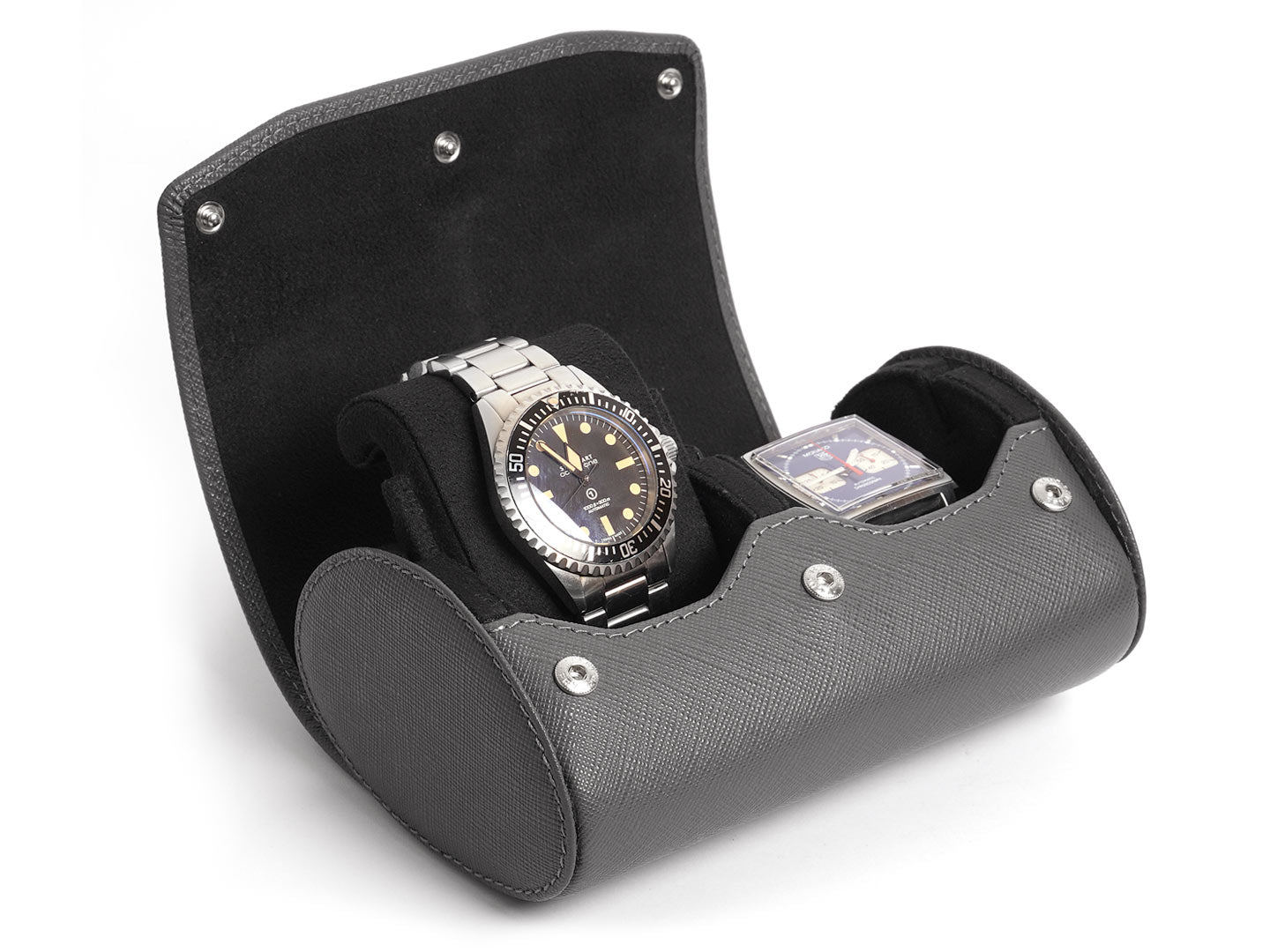 Travel & Storage Watch Case For 2 Watches - With Stand Function