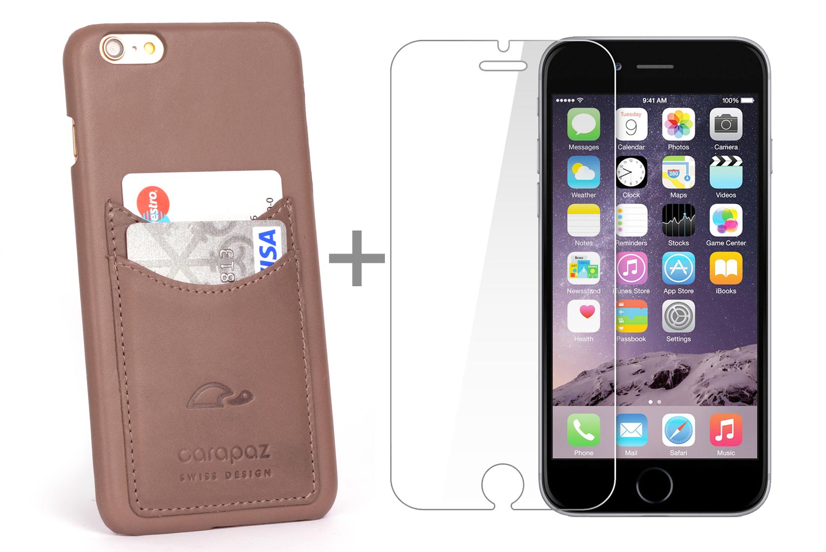 ik heb honger zij is schrijven iPhone 6 / 6 Plus Leather slim case - Leather cover with card slots -  Carapaz