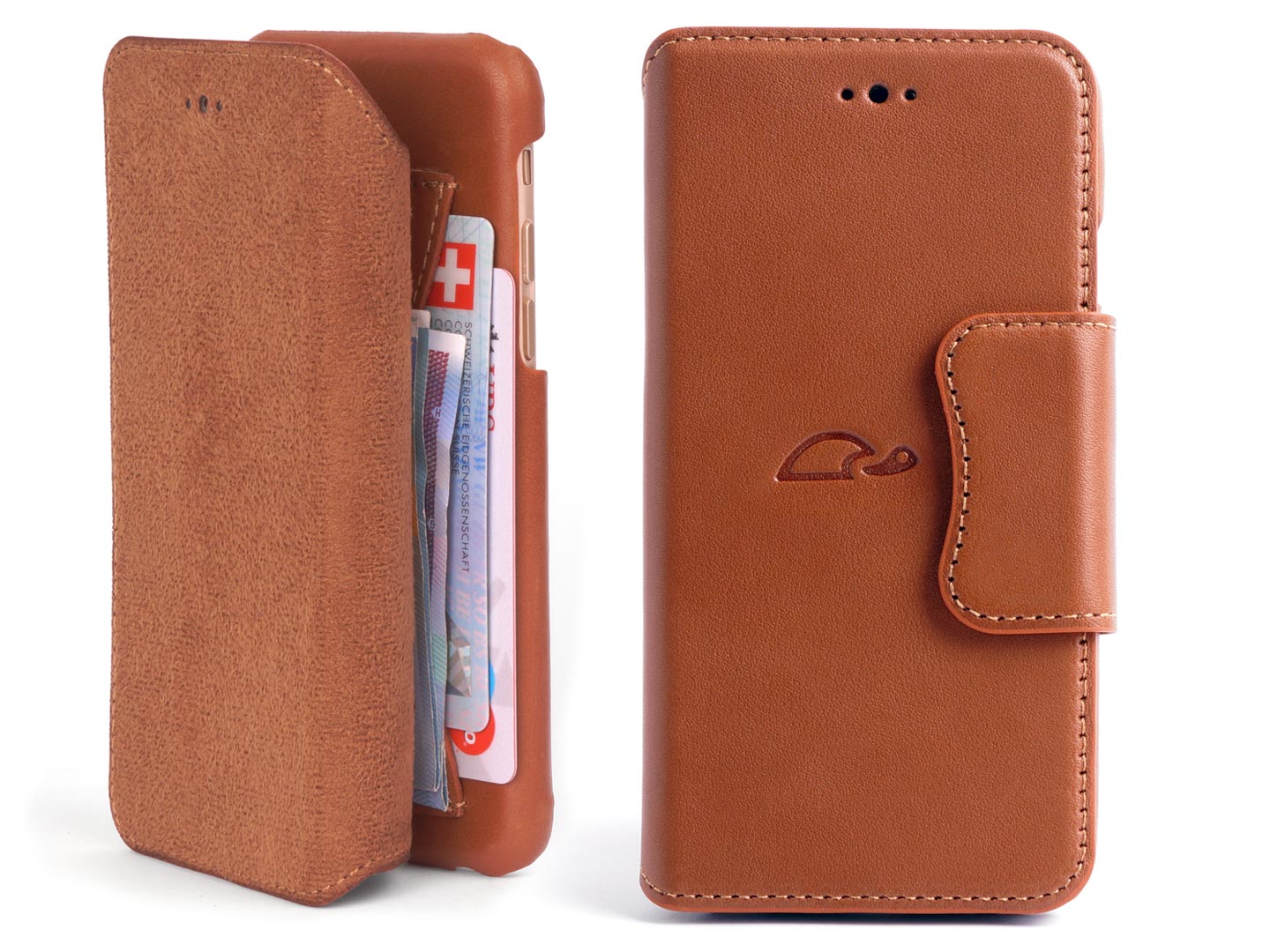 iPhone 6 Leather Wallet Case - With Pocket and Stand function Carapaz