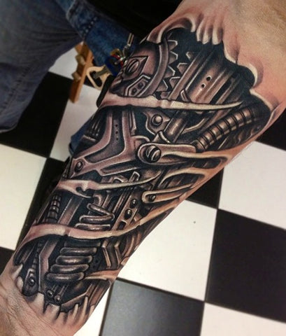 black and grey bio tattoo by Artistic Element