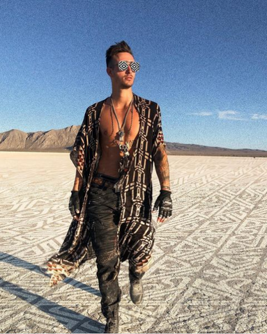 artist Danial @darkoski wearing Alekai’s kaftan at Burning Man, via Instagram