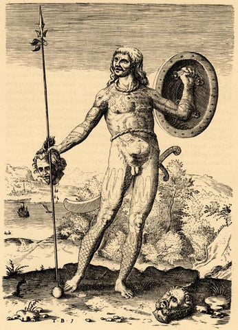 “The Trvve Picture of One Picte.” Theodor de Bry’s engraving of a Pict (a member of an ancient Celtic people from Scotland), published in Thomas Hariot’s 1588 book "A Briefe and True Report of the New Found Land of Virginia"