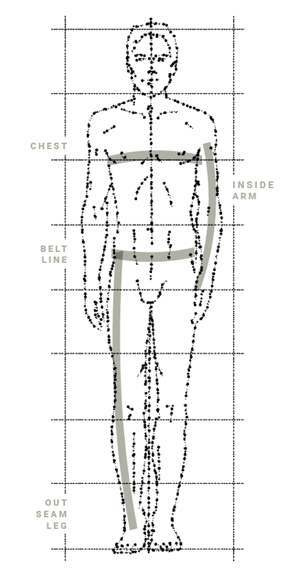 Men size chart - Pellein guide to body measurements