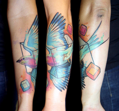 bird watercolour tattoos by Deanna Wardin