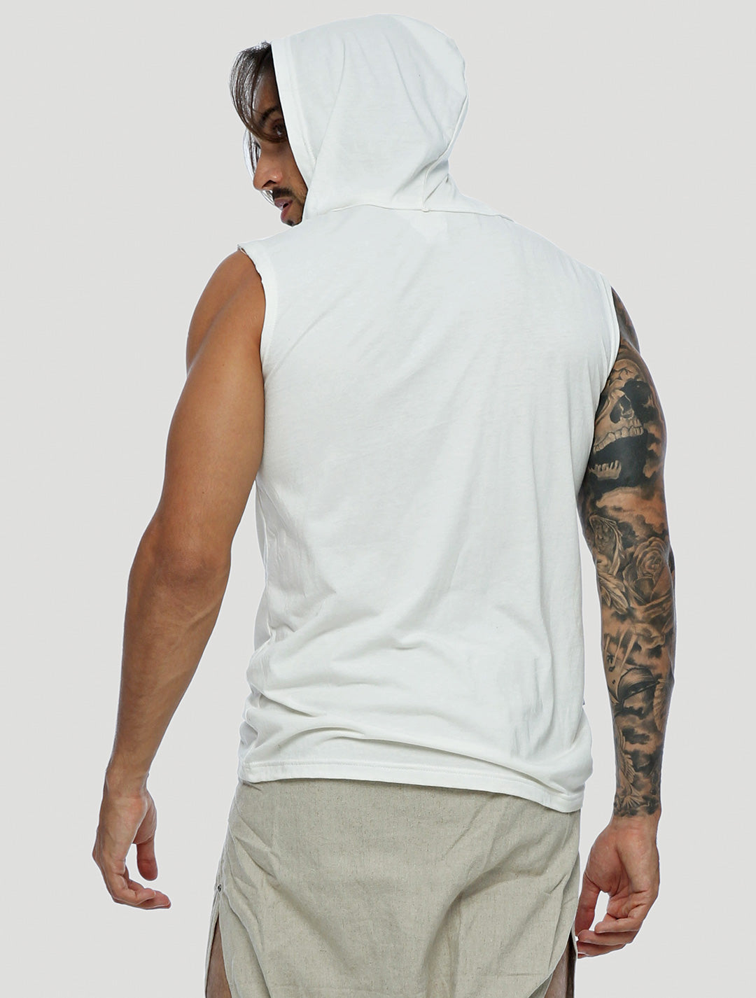 off white sleeveless hoodie