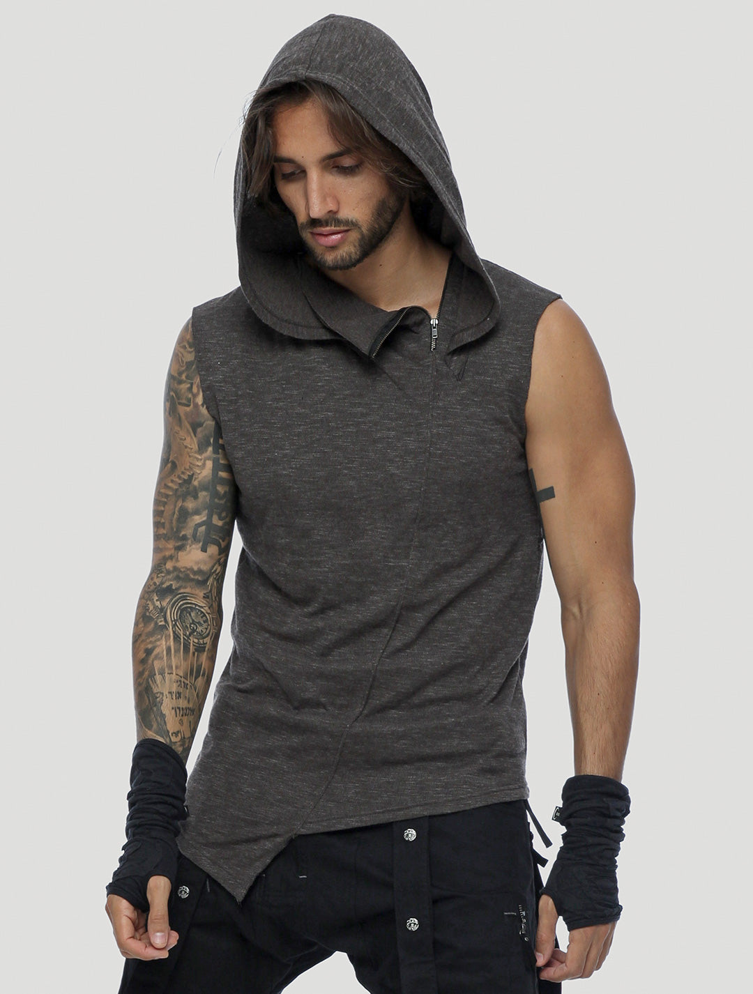 men's sleeveless hooded t shirt