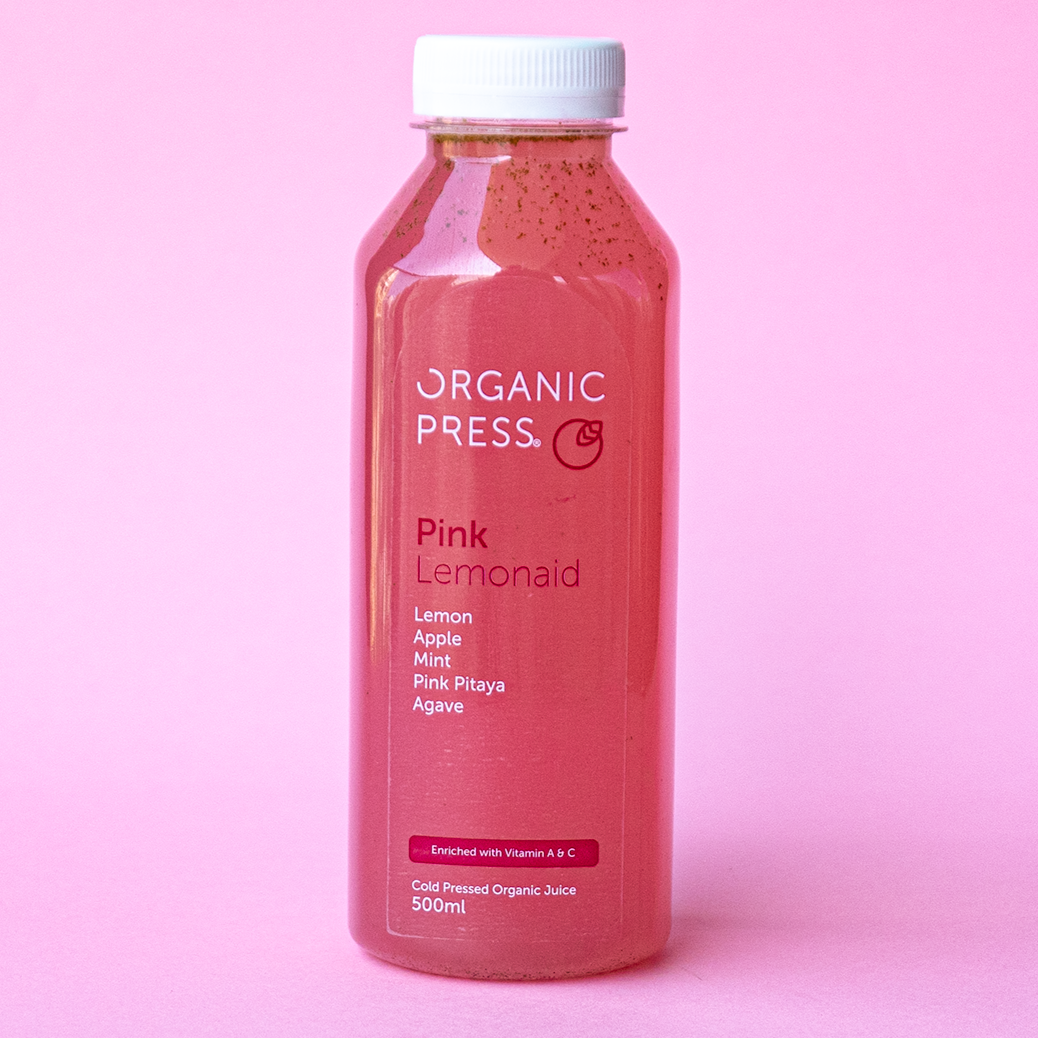 Pink Lemonaid: Lemon, Apple, Mint, Pink Pitaya, Agave (500ml) - Organic Press Juices product image