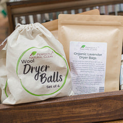 picture of dryer balls and Lavender Dryer Sachets