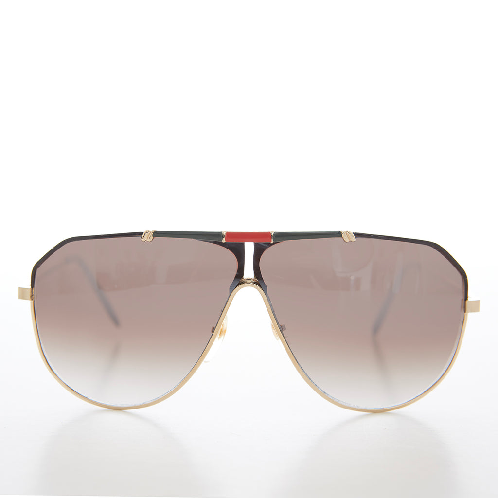 Sunglass Museum Vintage Aviator Sunglass with Cable Temples and Glass Lens - Wolfman - 58mm / Gold Frame / Black Temples