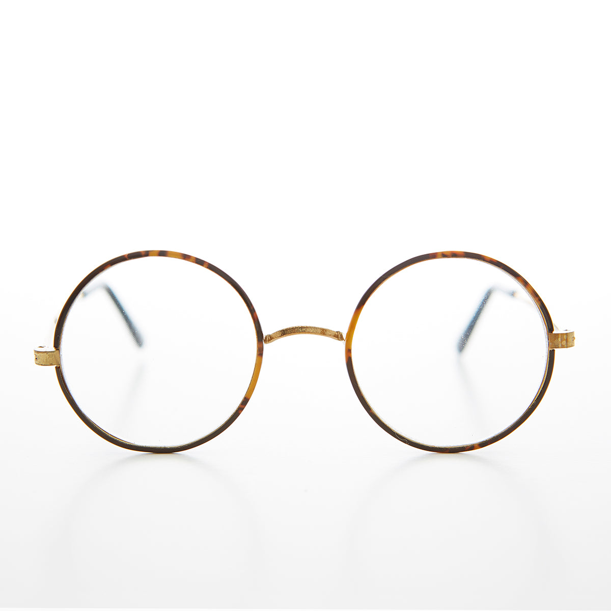 Round John Lennon Tortoiseshell Clear Lens Glasses
