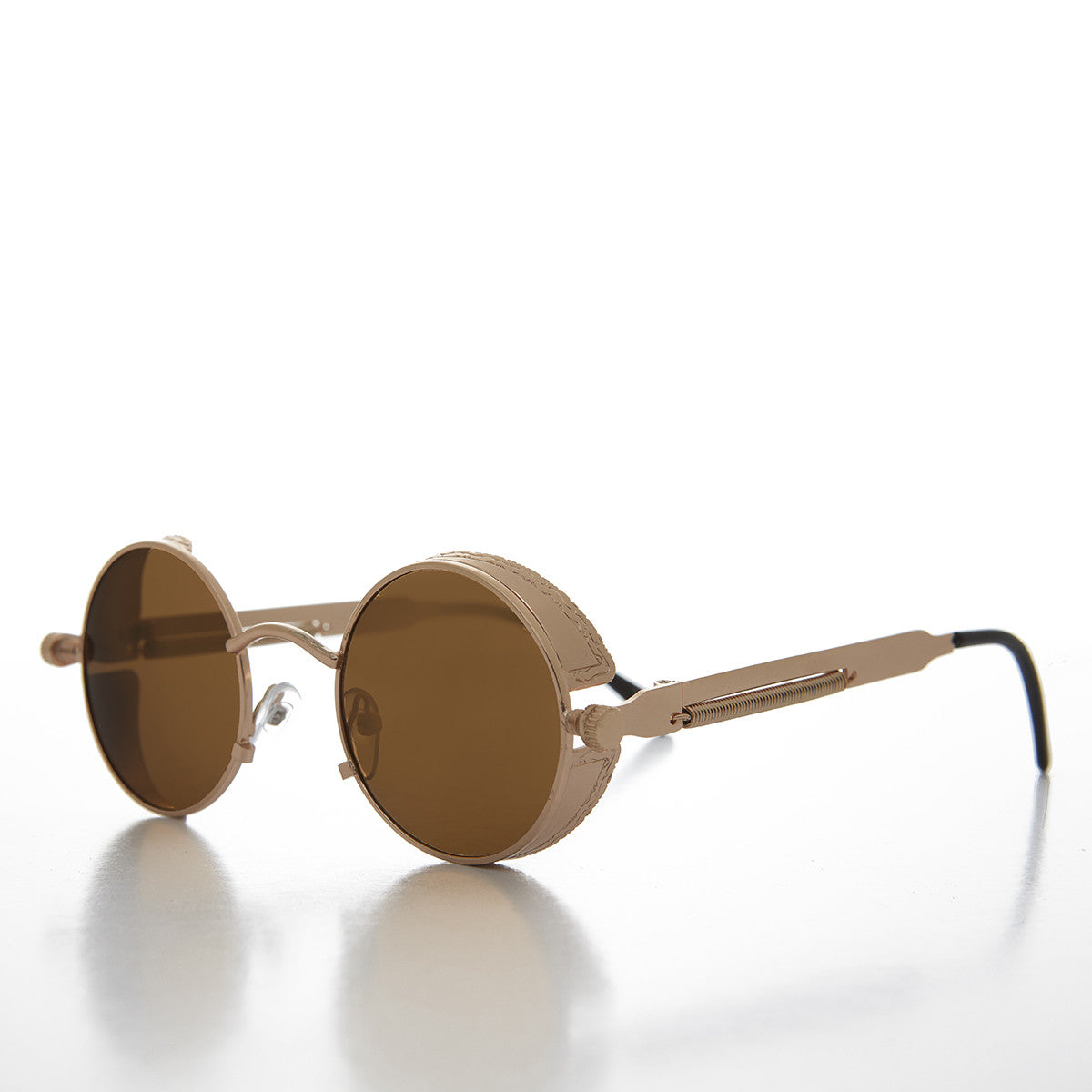 Round Steampunk Goggle Sunglass With Spring Temples Orwell 1 Sunglass Museum