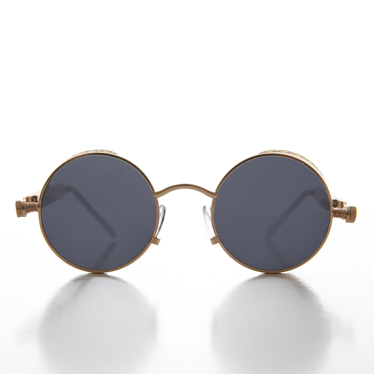 Gold Round Steampunk Goggle Sunglass with Spring Temples - Orwell 1 ...
