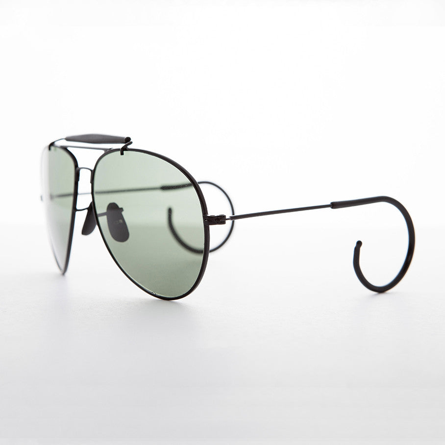 Vintage Aviator Sunglasses with Cable Temples and Glass Lens - Wolfman ...