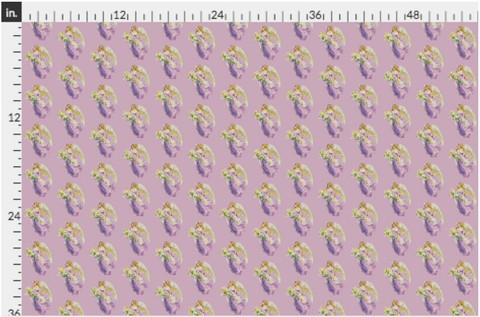 Organic Cotton Fabric By The Yard Antique Angel In Purple - Large Print