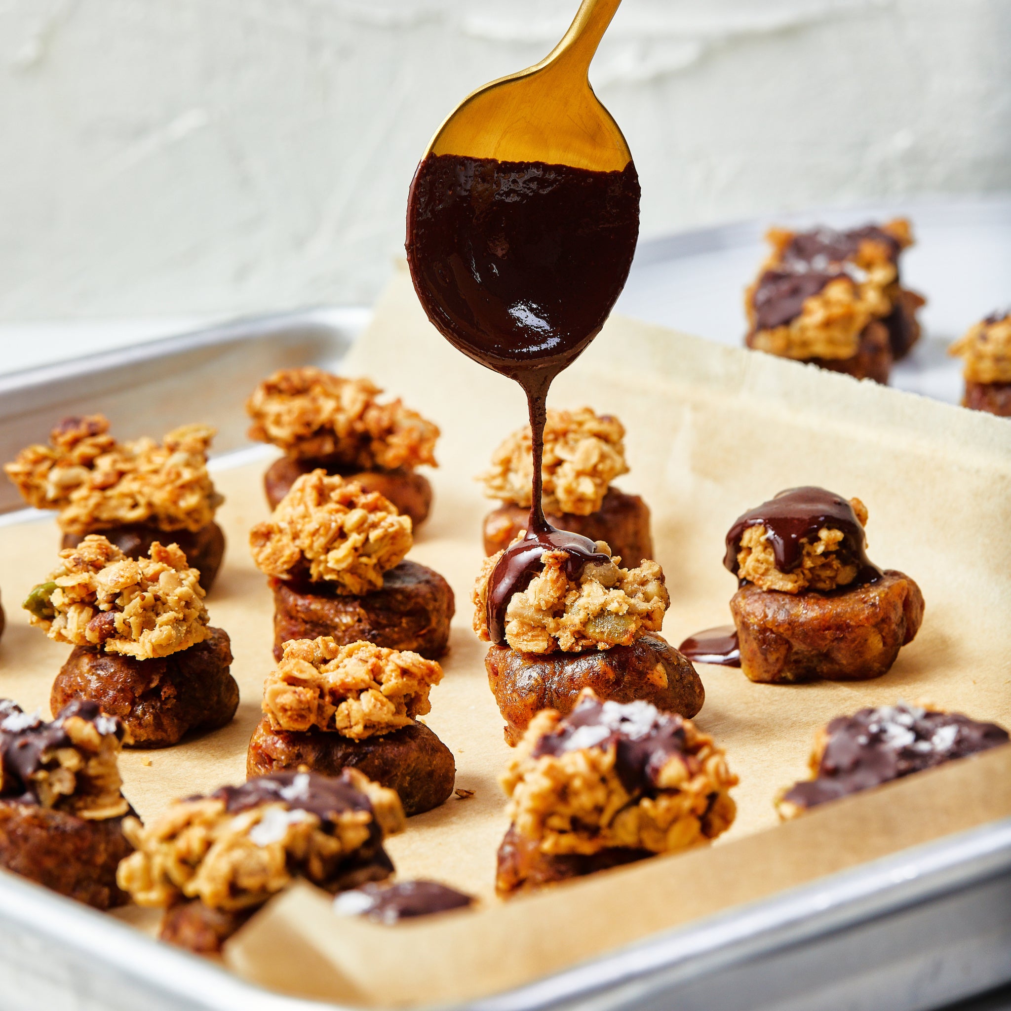 Salted maple pecan chocolate bites.