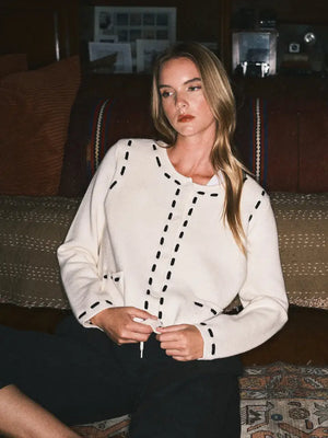 Aron & Amber stitched sweater (SZ S-L) - DAVE BELLA NEW YORK