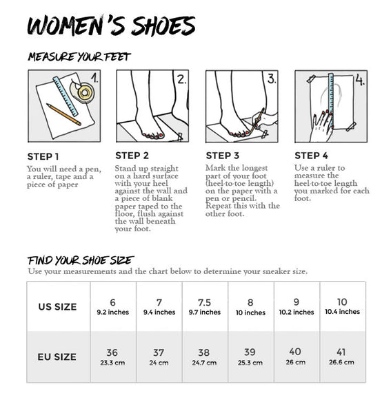 size chart women's shoes 38
