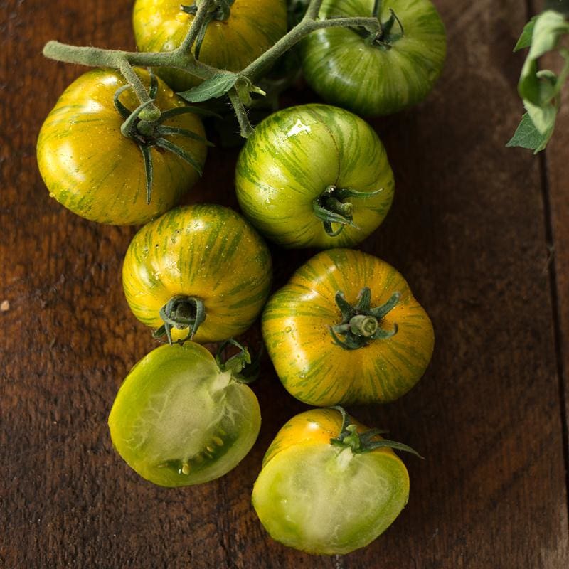 roasted green zebra tomato sauce