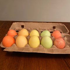 dyed easter eggs that were dyed with skittles