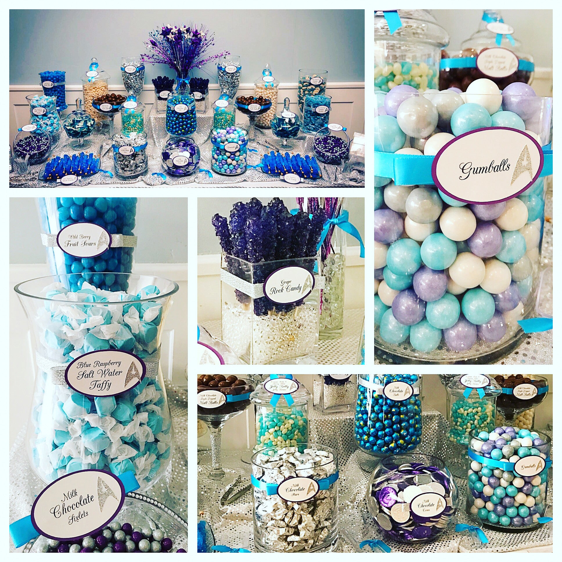 Blue & White Graduation Candy Buffet Idea