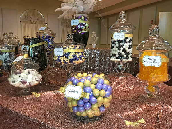 Purple, Gold & Champagne Wedding Candy Buffet