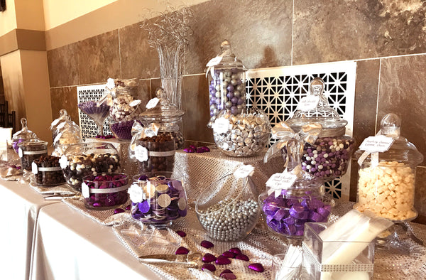 Purple & Silver Wedding Candy Buffet by All City Candy