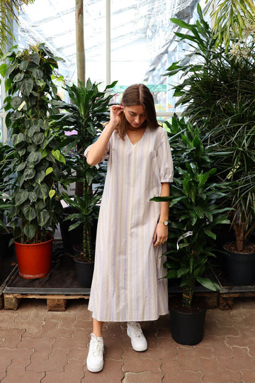 Forudbestilling - Liberte - Martine Ss Dress - Lavender Sand Stripe (Maj/Juni) Kjoler 