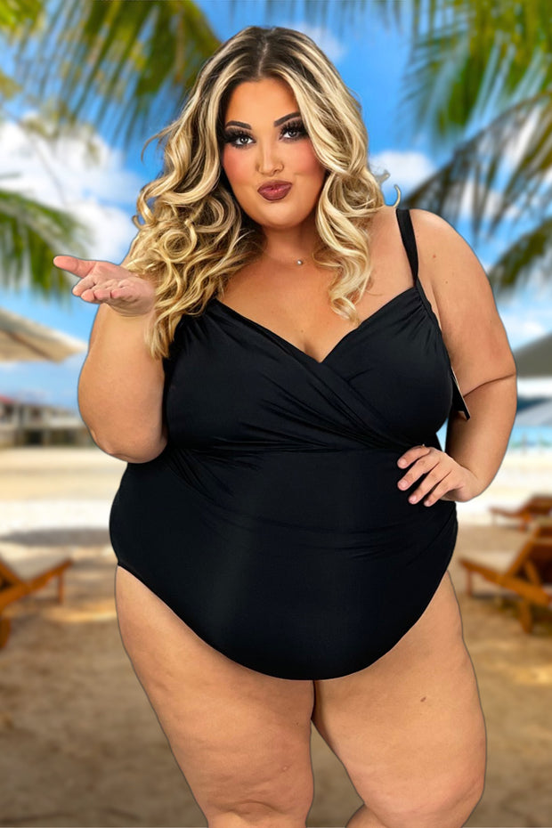 SWIM-S {Race Ready} Jantzen Black One Piece Swimsuit PLUS SIZE 22W