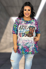 29 GT-I {Just A Small Town Girl} Multi-Color Graphic Tee PLUS SIZE 3X