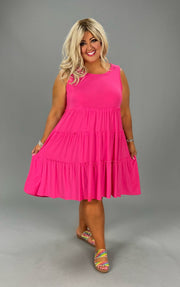 47 SV-E {Full Of Dreams} Fuchsia Tiered Dress PLUS SIZE 1X 2X 3X