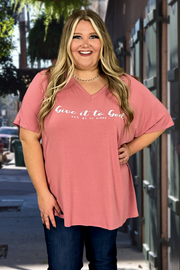 57 GT-B {Give It To God} Cinnamon V-Neck Tee PLUS SIZE 1X 2X 3X  SALE!!!!