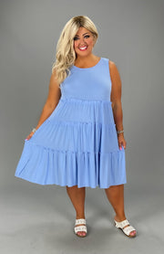 47 SV-C {Full Of Dreams} Spring Blue Tiered Dress PLUS SIZE 1X 2X 3X