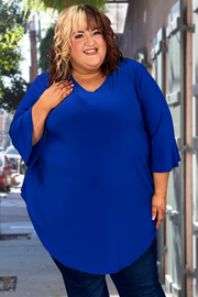 76 SQ-C {Living In Comfort} ROYAL BLUE Round Neck Tunic CURVY BRAND!!!  EXTENDED PLUS SIZE XL 2X 3X 4X 5X 6X