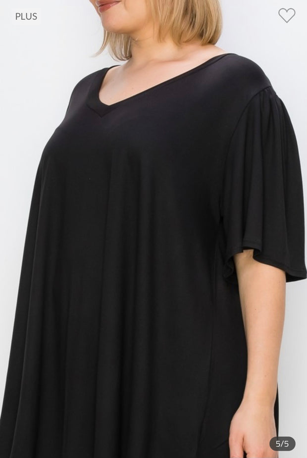 29 SSS-M {Best Attitude} Black V-Neck Wide Sleeve Tunic EXTENDED PLUS SIZE 3X 4X 5X