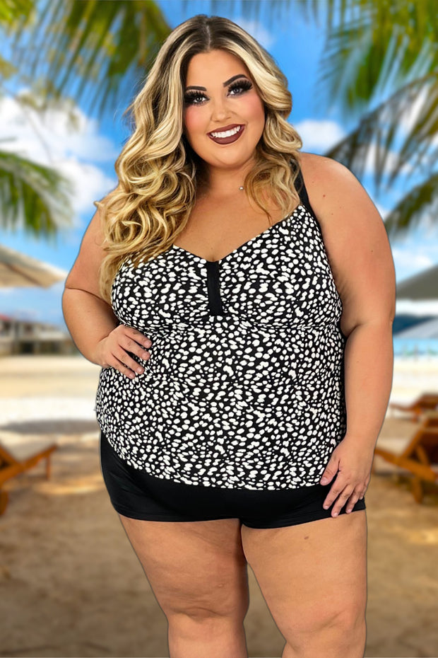 SWIM-L {Swim Life} Black/White Spot Two Piece Swimsuit PLUS SIZE 18W  22W