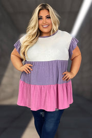 22 CP-U {Share The Joy} Lavender/Pink Contrast Dress PLUS SIZE 1X 2X 3X