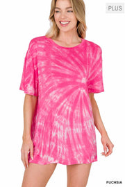 78 PSS-M {Adventures Waiting} Fuchsia Tie Dye Top PLUS SIZE 1X 2X 3X