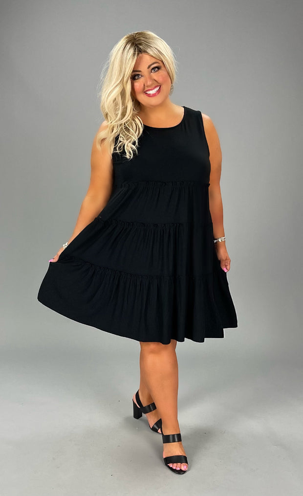 47 SV-F {Full Of Dreams} Black Tiered Dress PLUS SIZE 1X 2X 3X